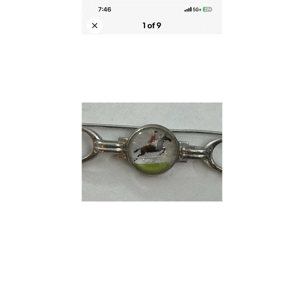 Sterling silver equestrian brooch pin horse jumping jewelry fox hunting vintage